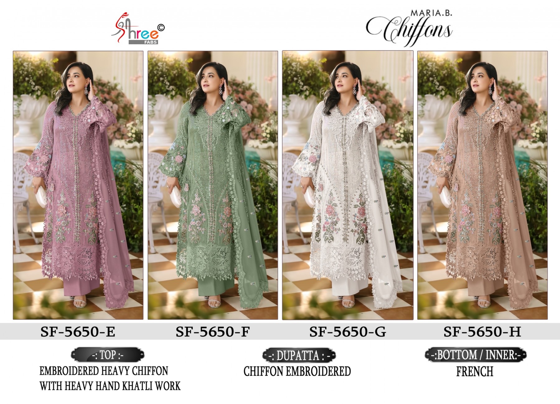 SHREE FABS | SF-5650 COLOR | Heavy Chiffon Hand Khatli Collection