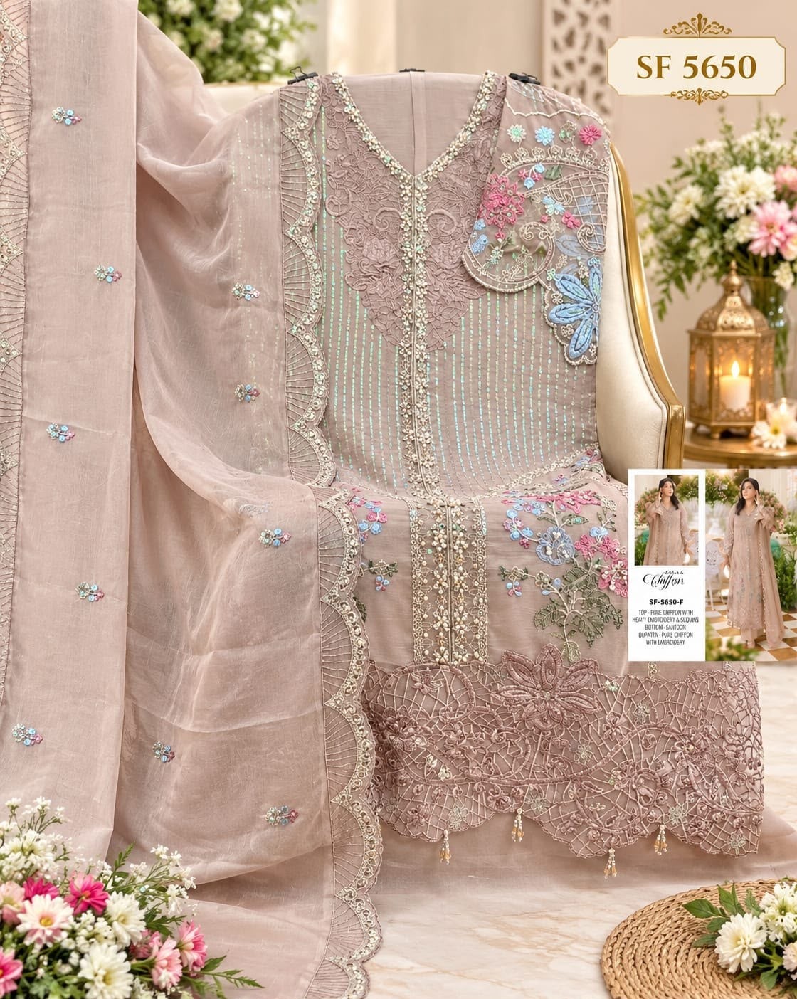 SHREE FABS | SF-5650 COLOR | Heavy Chiffon Hand Khatli Collection