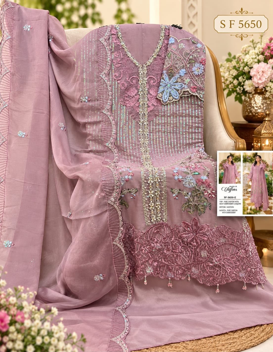 SHREE FABS | SF-5650 COLOR | Heavy Chiffon Hand Khatli Collection