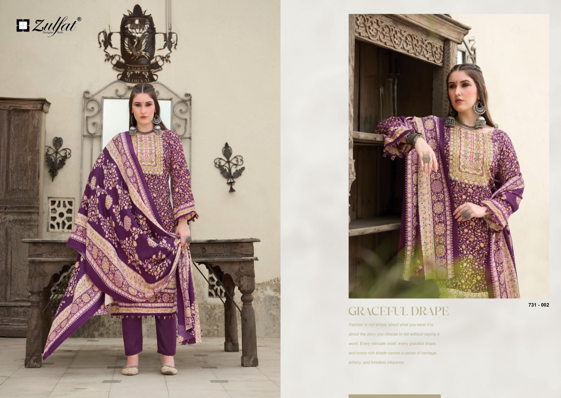 GULNOOR by ZULFAT | Pure Woollen Pashmina Winter Collection