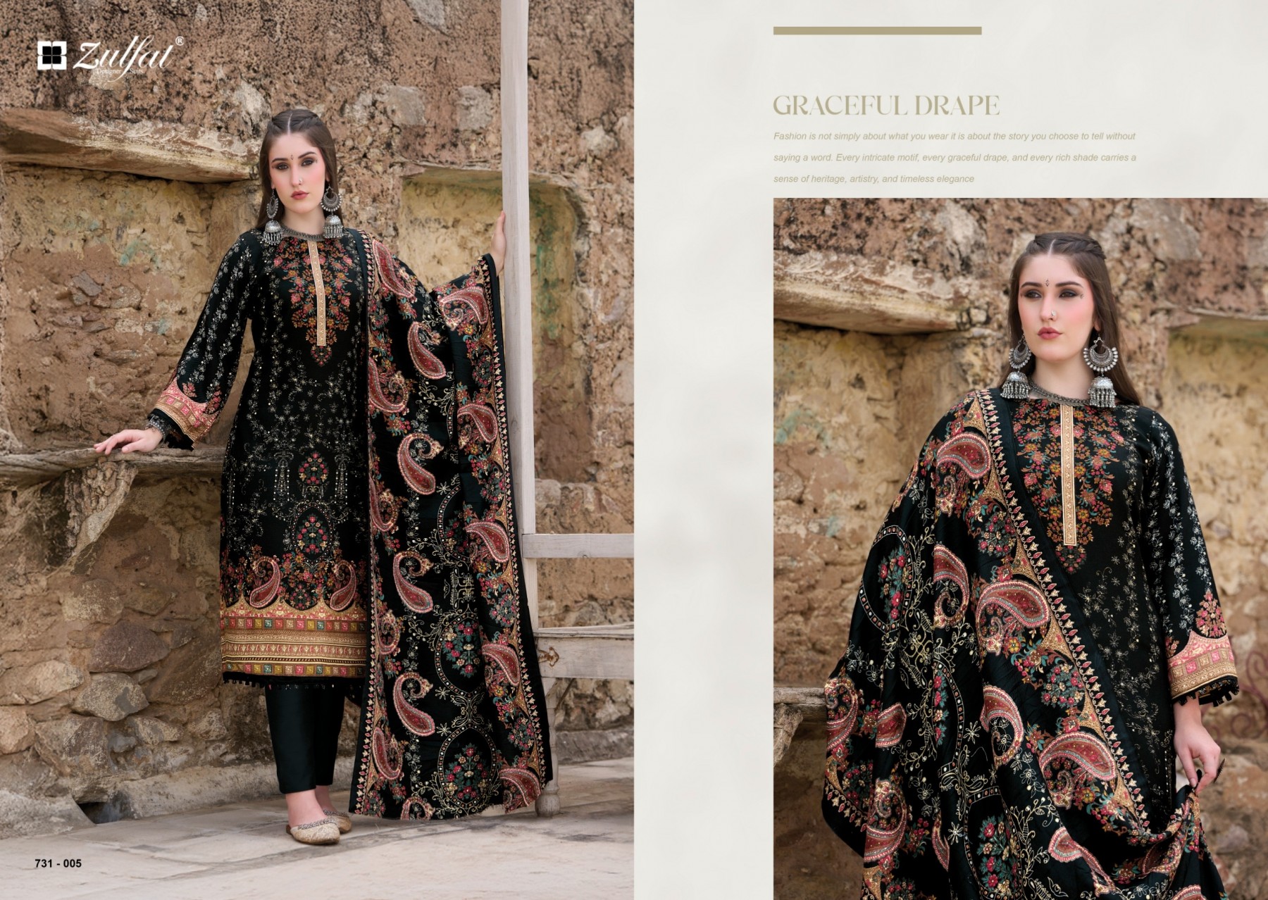 GULNOOR by ZULFAT | Pure Woollen Pashmina Winter Collection