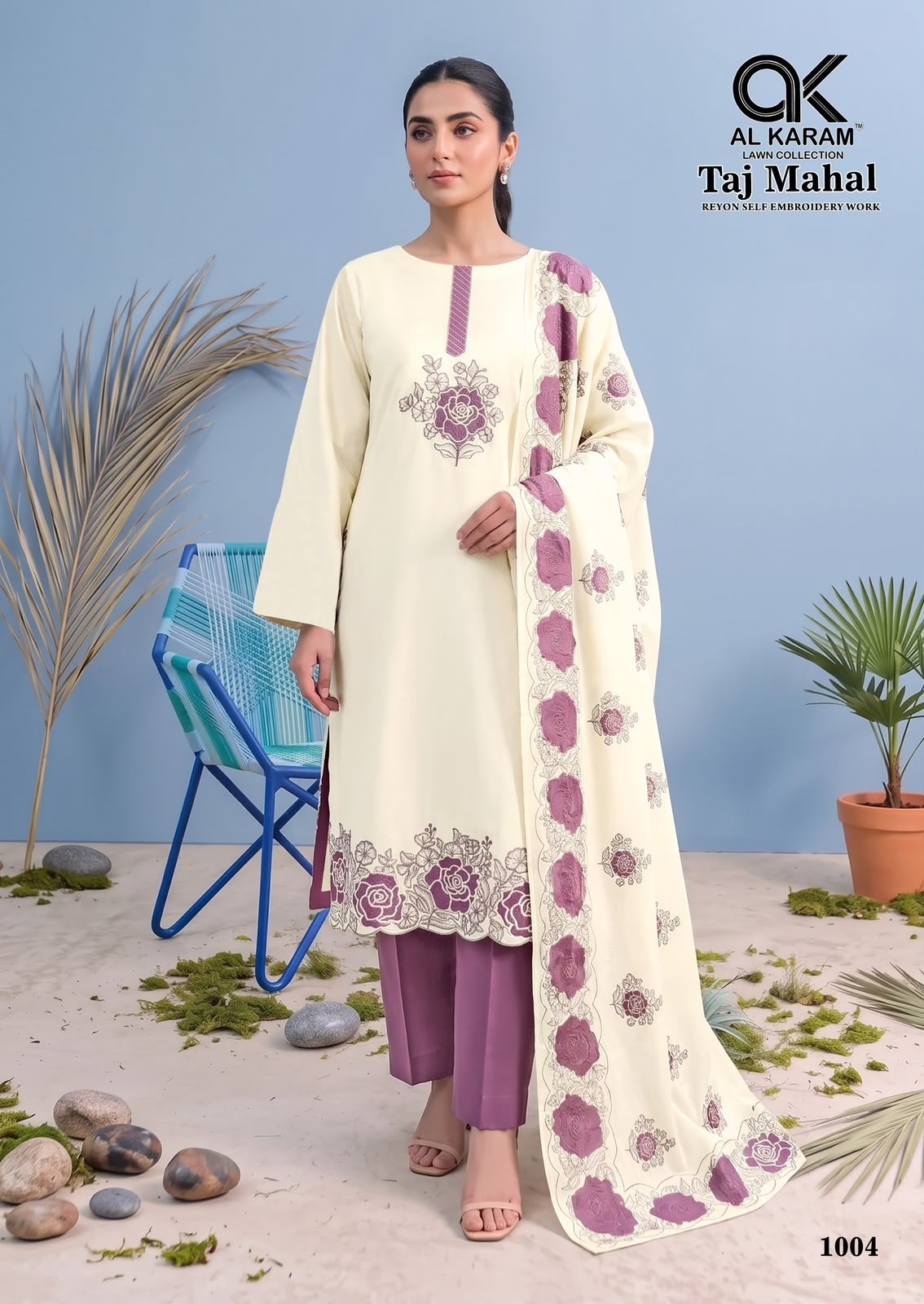 AL KARAM LAWN | TAJ MAHAL | Premium Rayon Embroidered Work Suit