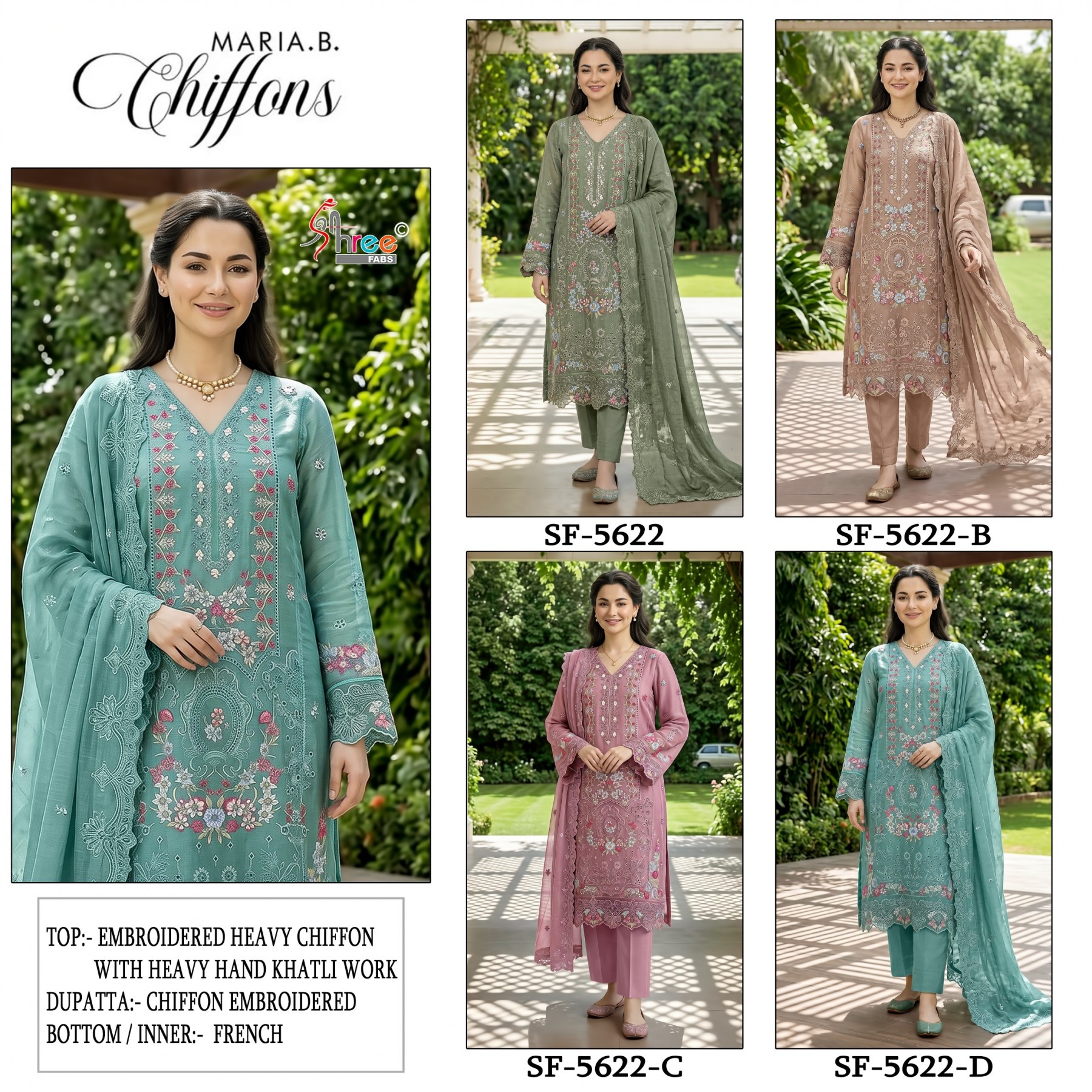 SF-5622 COLOR | Heavy Chiffon Hand Khatli Collection