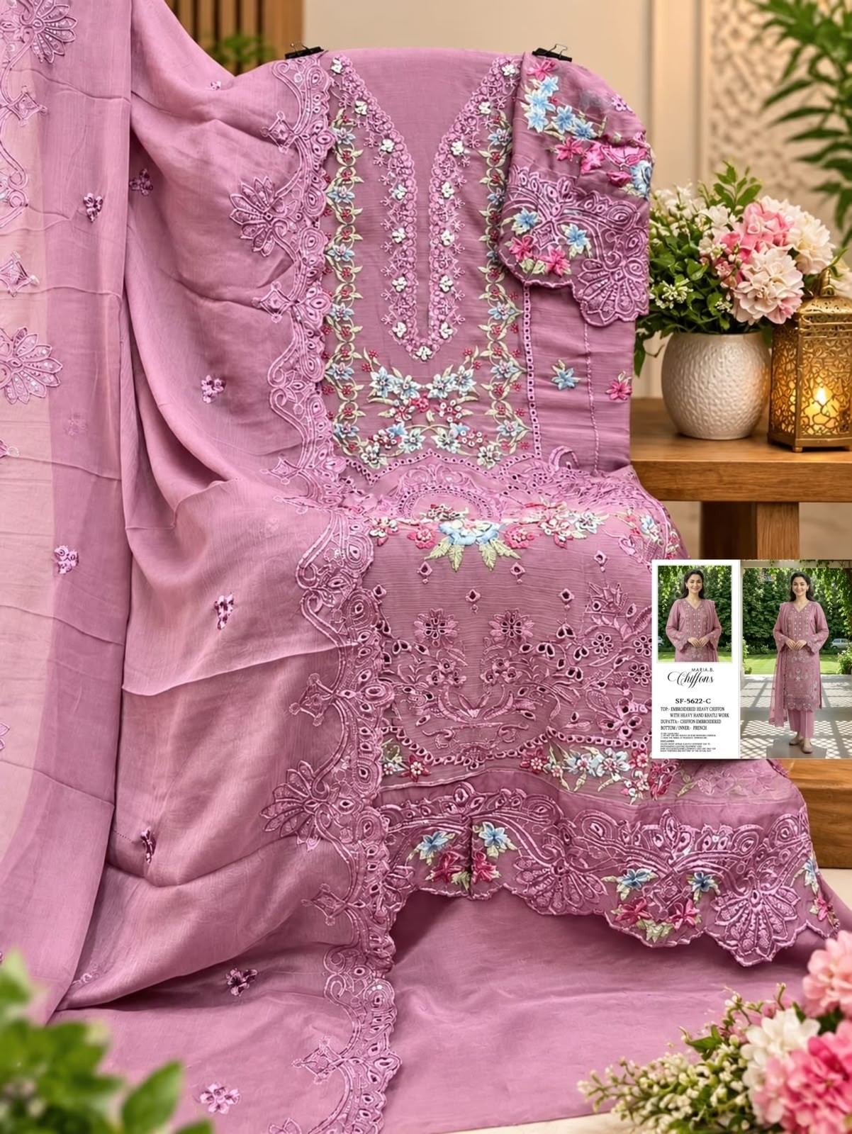 SF-5622 COLOR | Heavy Chiffon Hand Khatli Collection