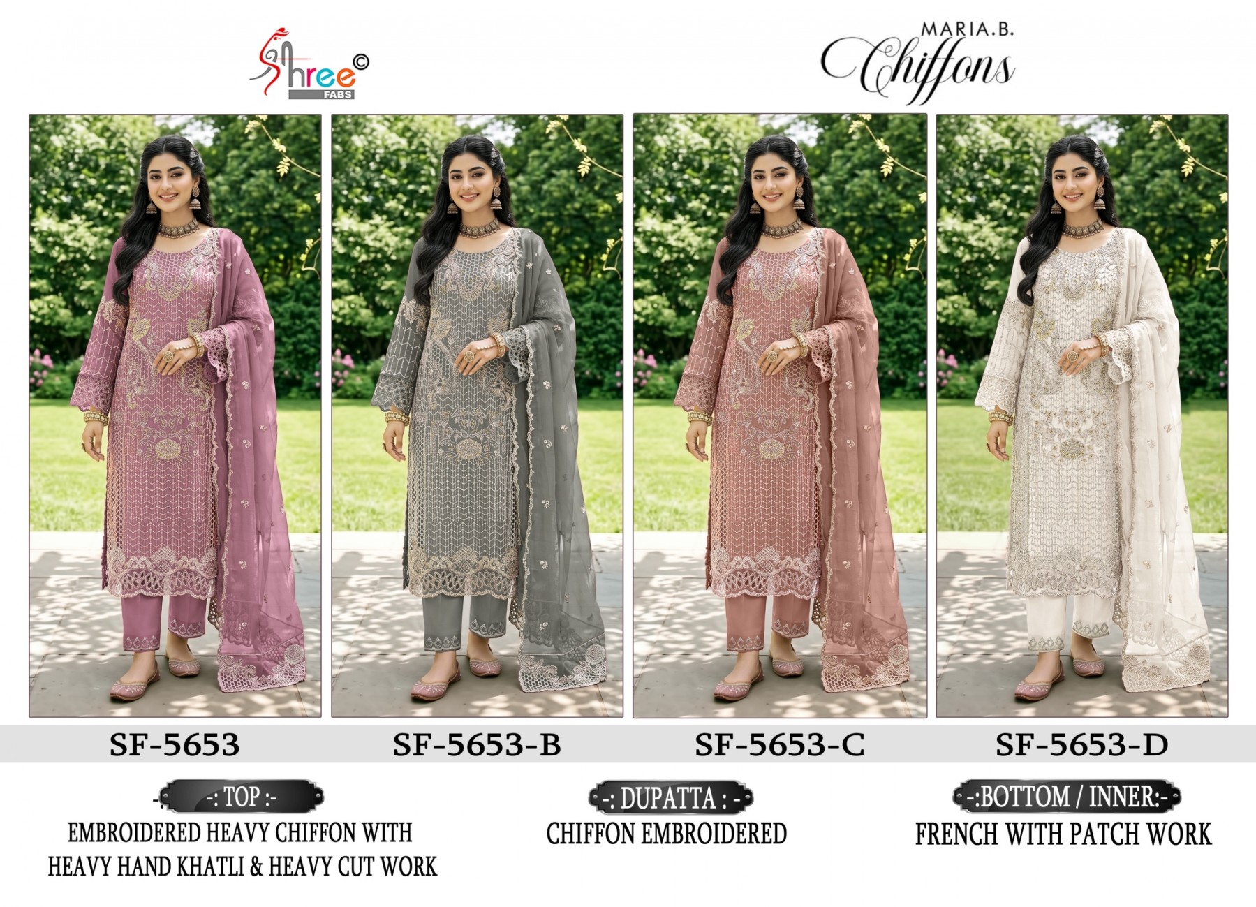 SHREE FABS | SF-5653 COLOR | Heavy Chiffon Hand Khatli & Latkan Collection