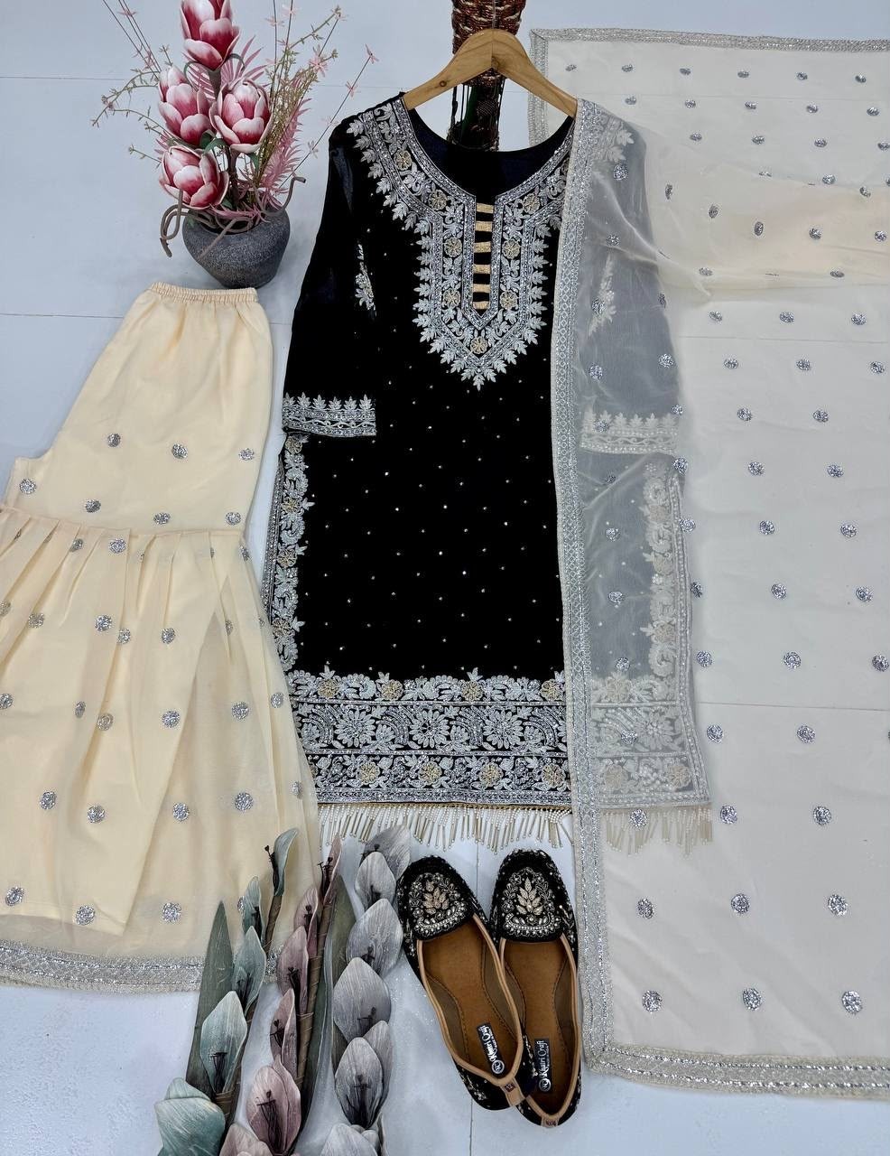 KF-1710 | Heavy Faux Georgette Embroidered Sharara Collection