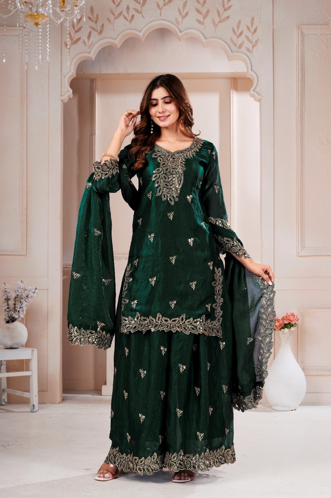 FE-141 | Fendy Silk Sequence Embroidered Designer Sharara