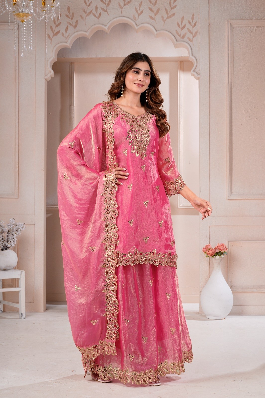 FE-141 | Fendy Silk Sequence Embroidered Designer Sharara