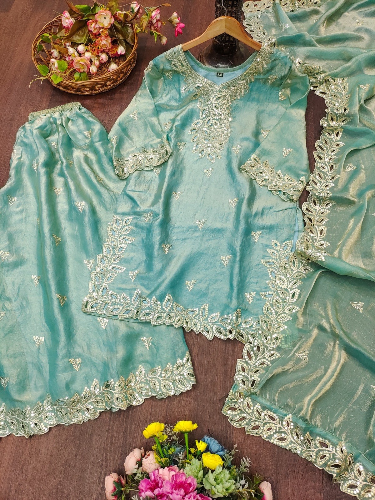 FE-141 | Fendy Silk Sequence Embroidered Designer Sharara