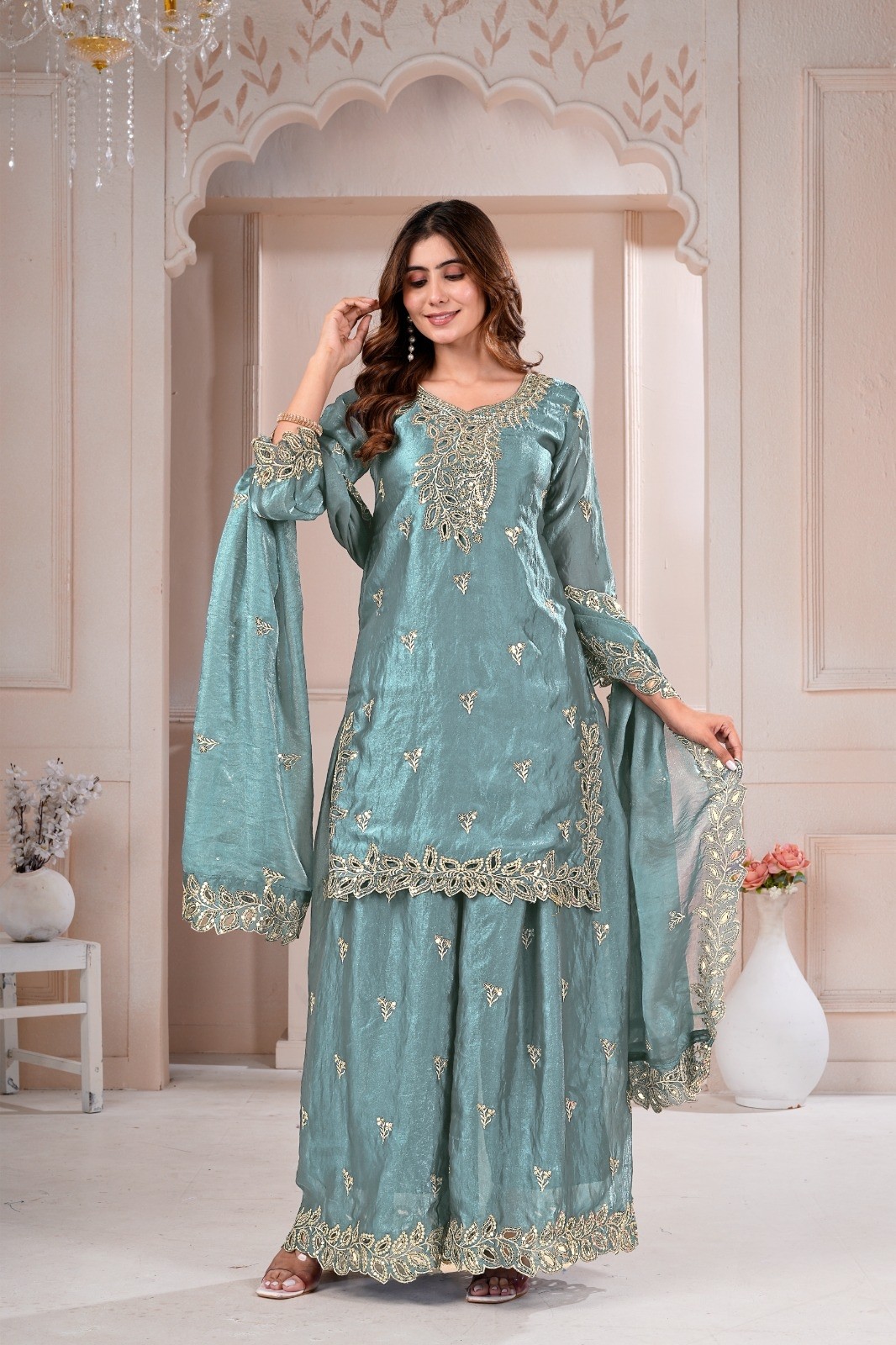 FE-141 | Fendy Silk Sequence Embroidered Designer Sharara