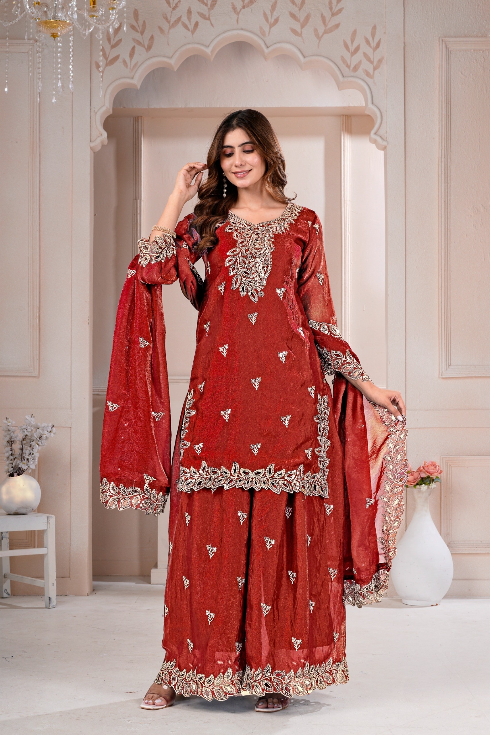 FE-141 | Fendy Silk Sequence Embroidered Designer Sharara