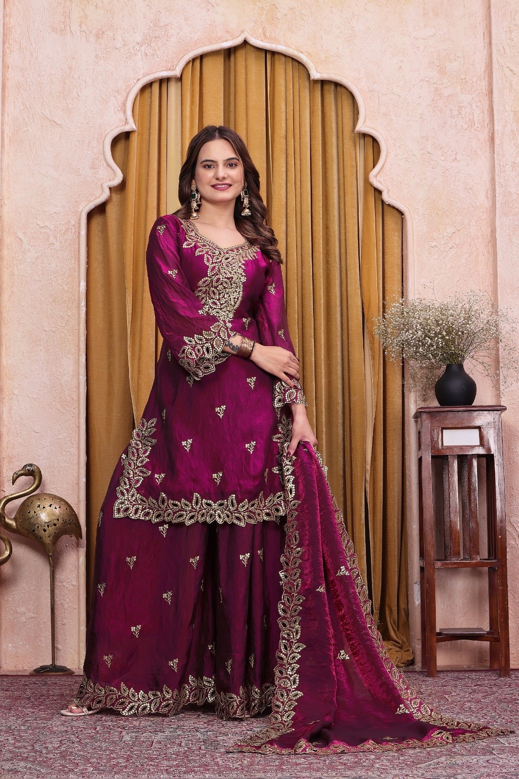FE-141 | Fendy Silk Sequence Embroidered Designer Sharara