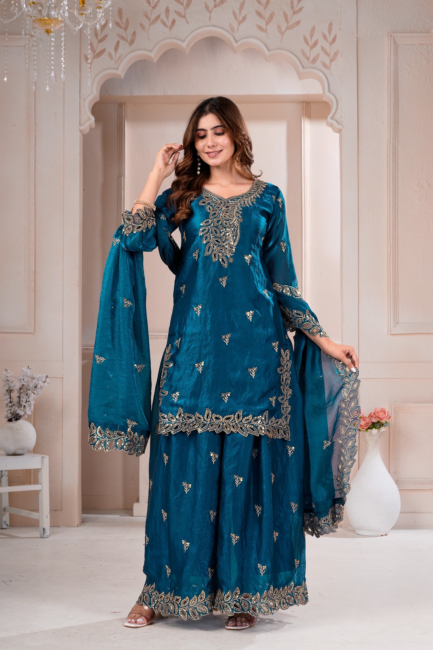 FE-141 | Fendy Silk Sequence Embroidered Designer Sharara