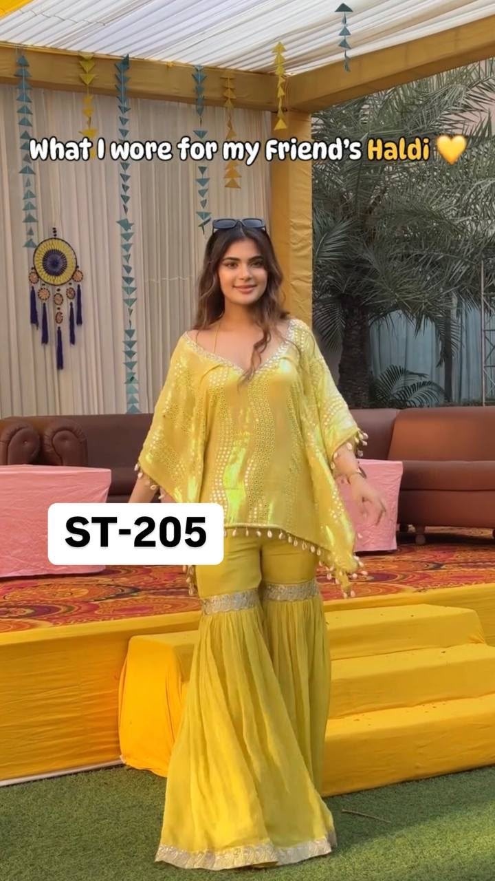 ST-205 | Heavy Faux Georgette 3mm Sequence Designer Kaftan