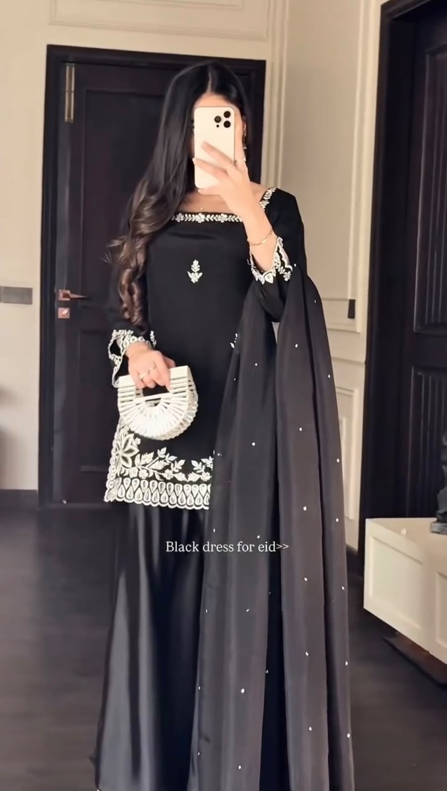 KD-1578 | Heavy Natural Crepe Thread & Sequence Designer Palazzo Set
