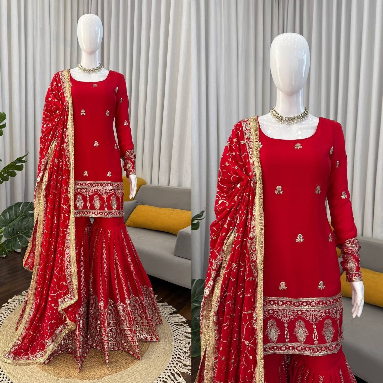 5000 SERIES | 6003 | Chinon Silk Thread & Sequence Sharara Suit