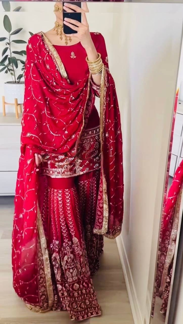 5000 SERIES | 6003 | Chinon Silk Thread & Sequence Sharara Suit