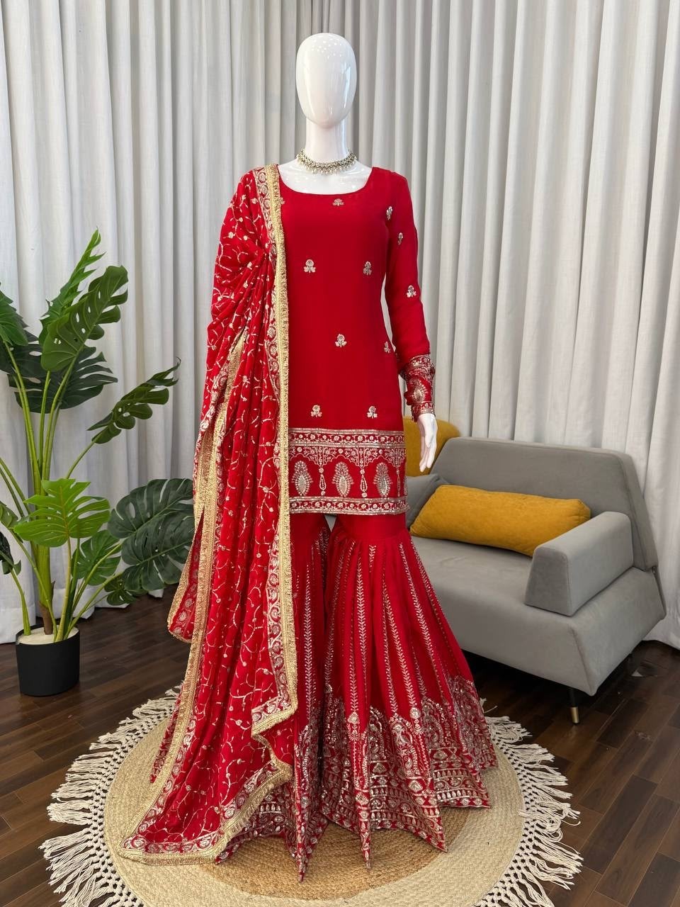 5000 SERIES | 6003 | Chinon Silk Thread & Sequence Sharara Suit
