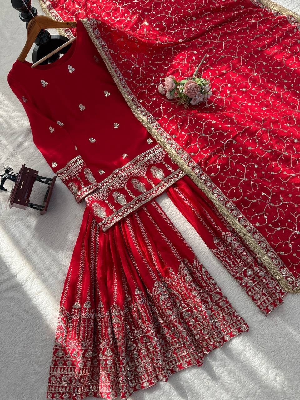 5000 SERIES | 6003 | Chinon Silk Thread & Sequence Sharara Suit