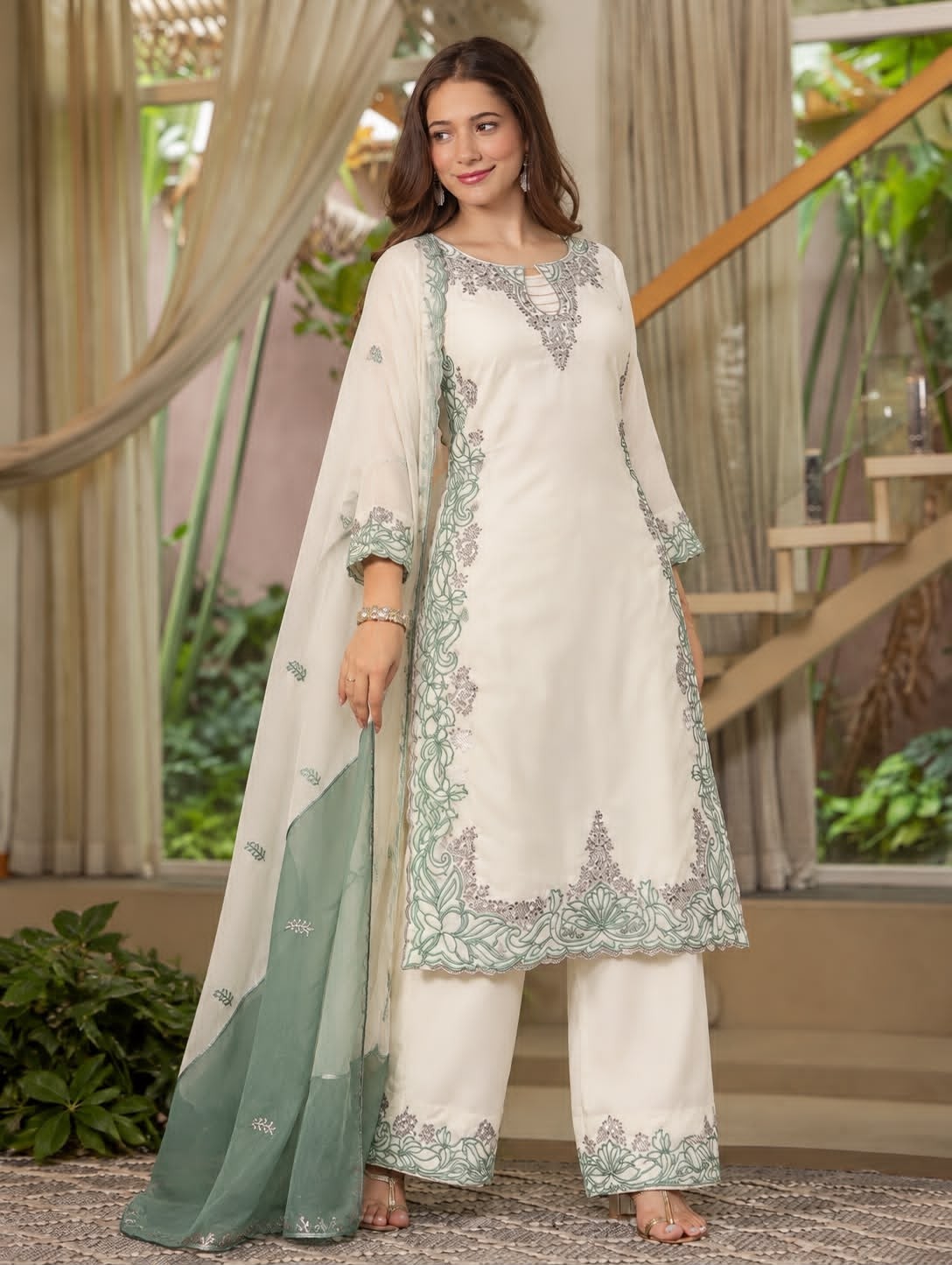 HK-1750 | BS Satin Silk Pakistani Embroidered Designer Collection