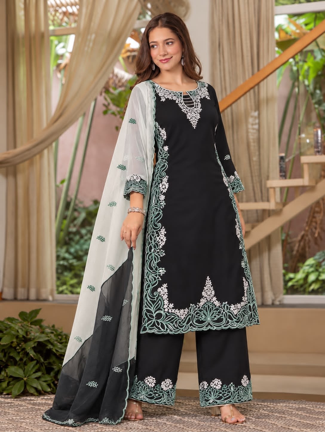 HK-1750 | BS Satin Silk Pakistani Embroidered Designer Collection