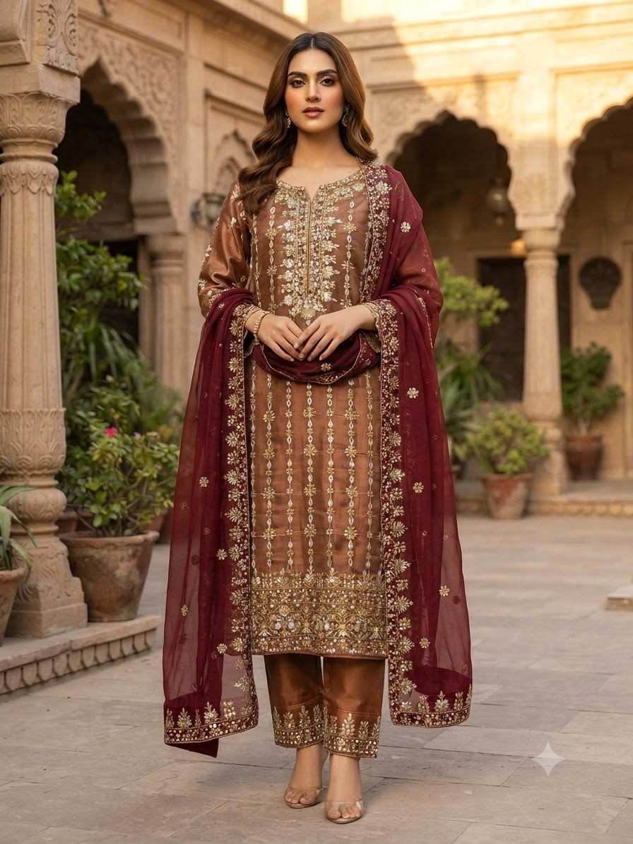 JD-552 | Traditional Collection | Jimmy Chu Silk Embroidered Kurti Set