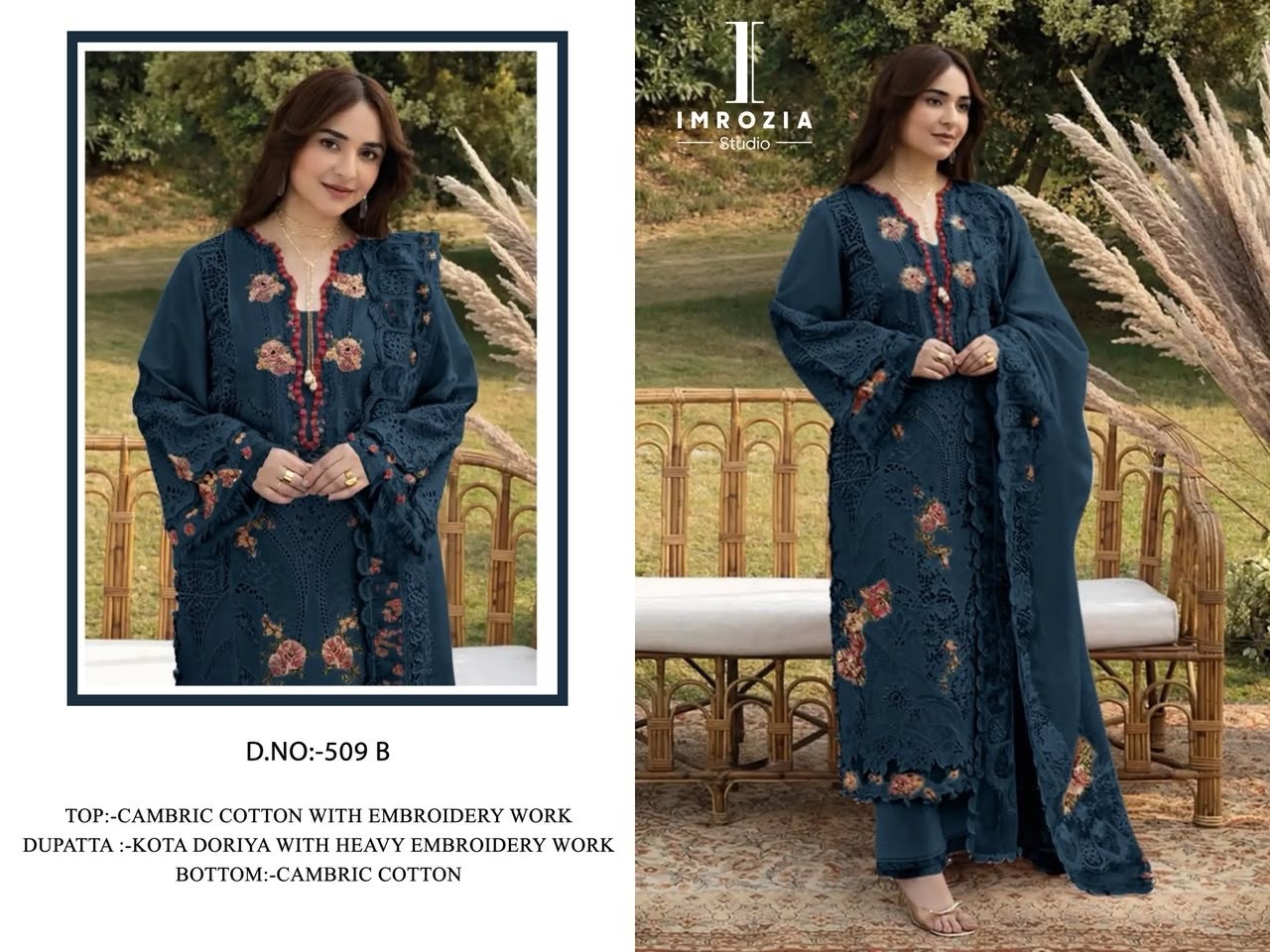 IMROZIA STUDIO | 509 (AB) | Cambric Cotton Embroidered Collection