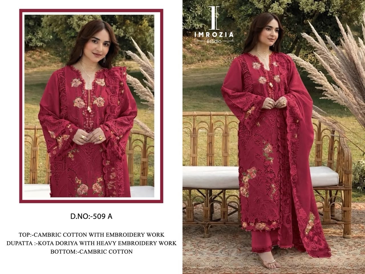 IMROZIA STUDIO | 509 (AB) | Cambric Cotton Embroidered Collection