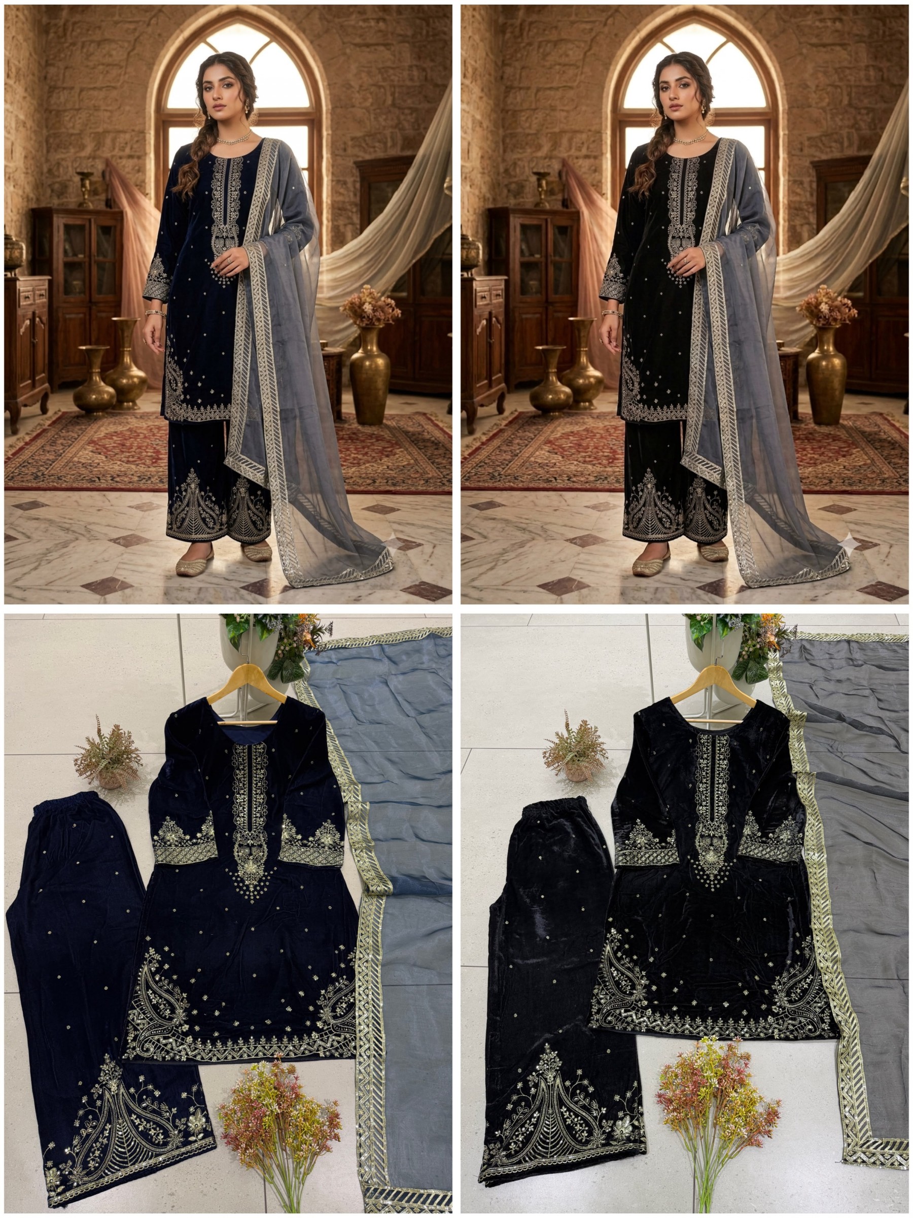 BE-516 | Premium Velvet Sequence Embroidered Winter Collection