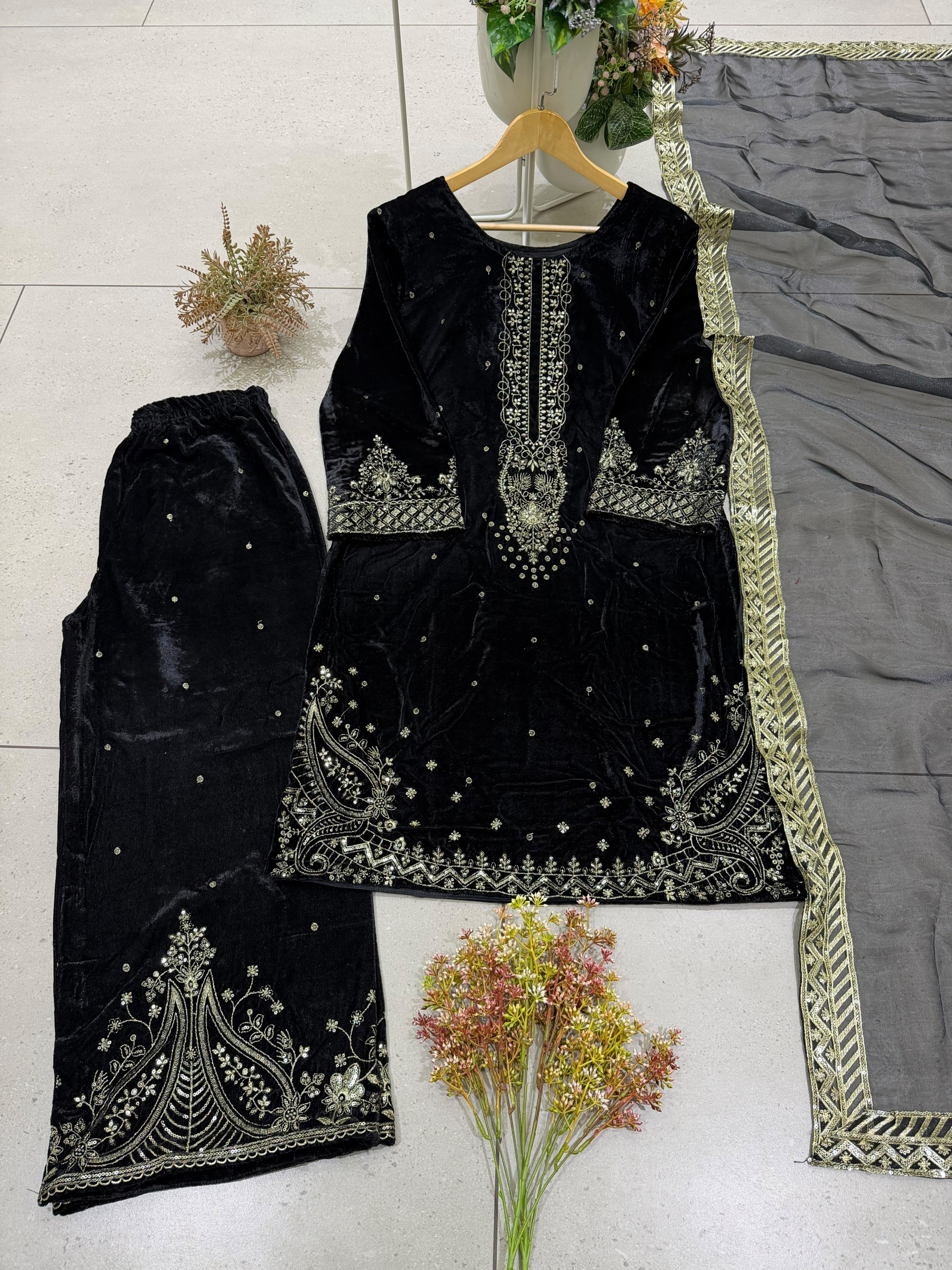 BE-516 | Premium Velvet Sequence Embroidered Winter Collection