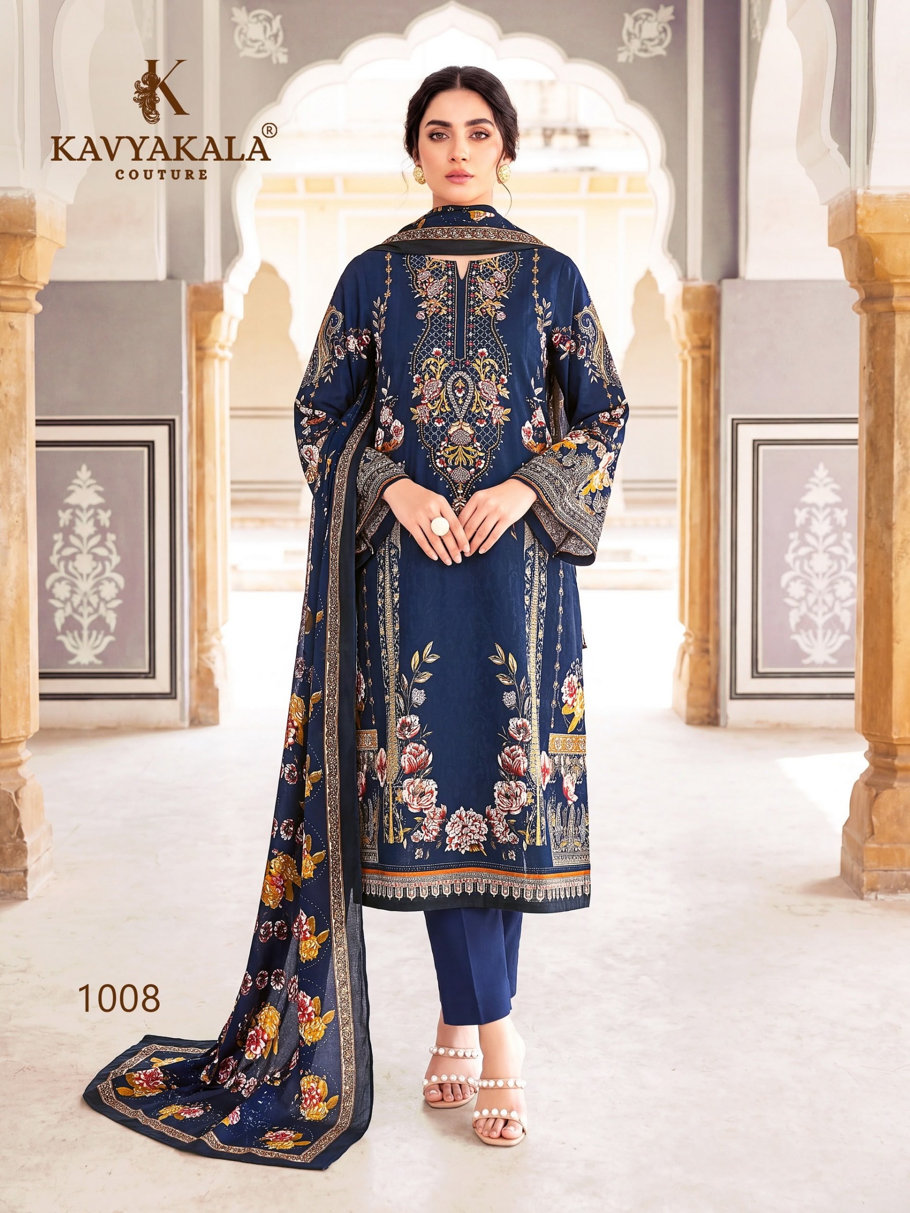 Shop KAVYA KALA KHWAAB VOL-5 cotton dress material with a heavy soft cotton embroidered top, matching cotton bottom and cotton dupatta at ₹350 + GST.