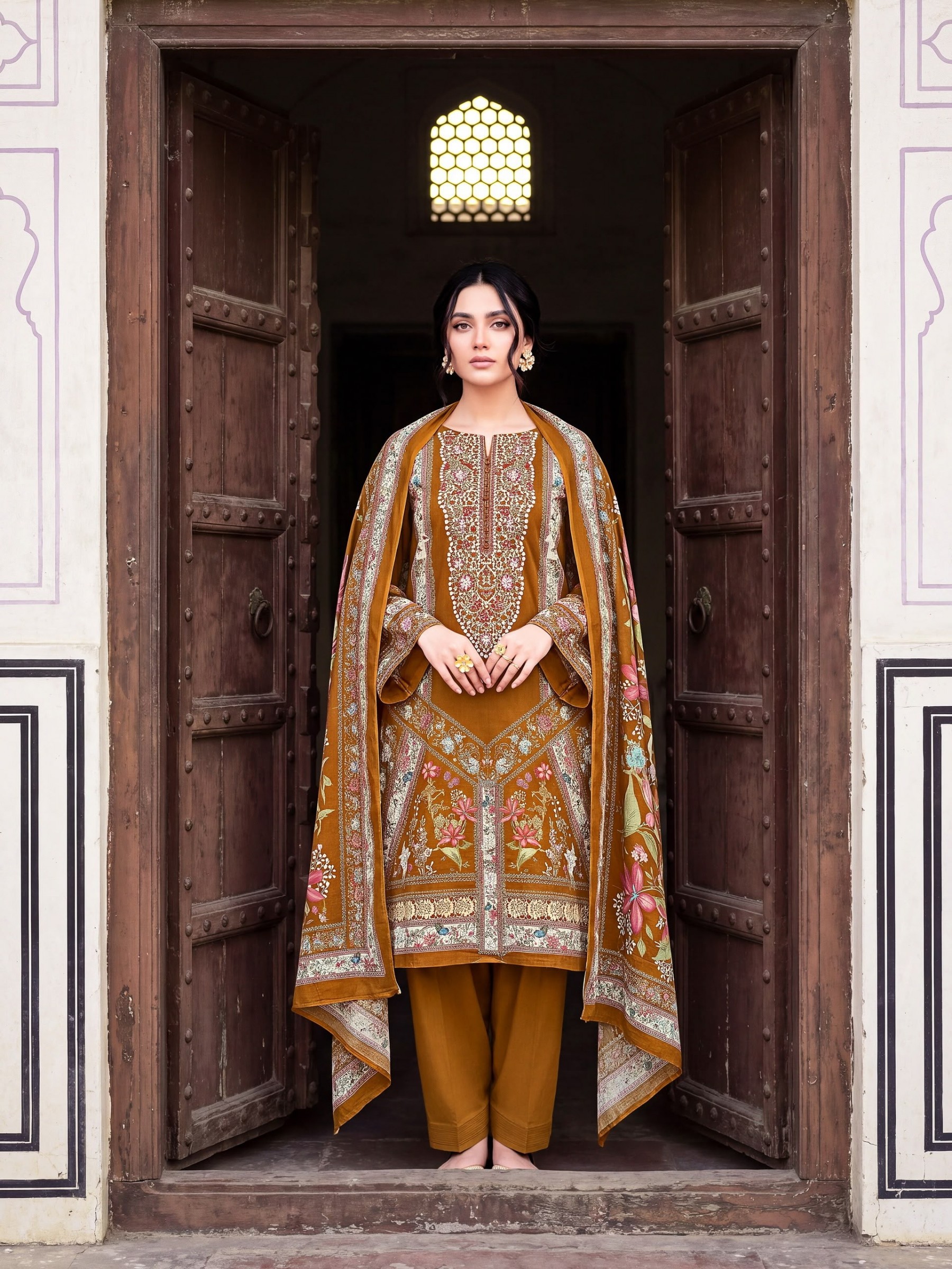 Shop KAVYA KALA KHWAAB VOL-5 cotton dress material with a heavy soft cotton embroidered top, matching cotton bottom and cotton dupatta at ₹350 + GST.
