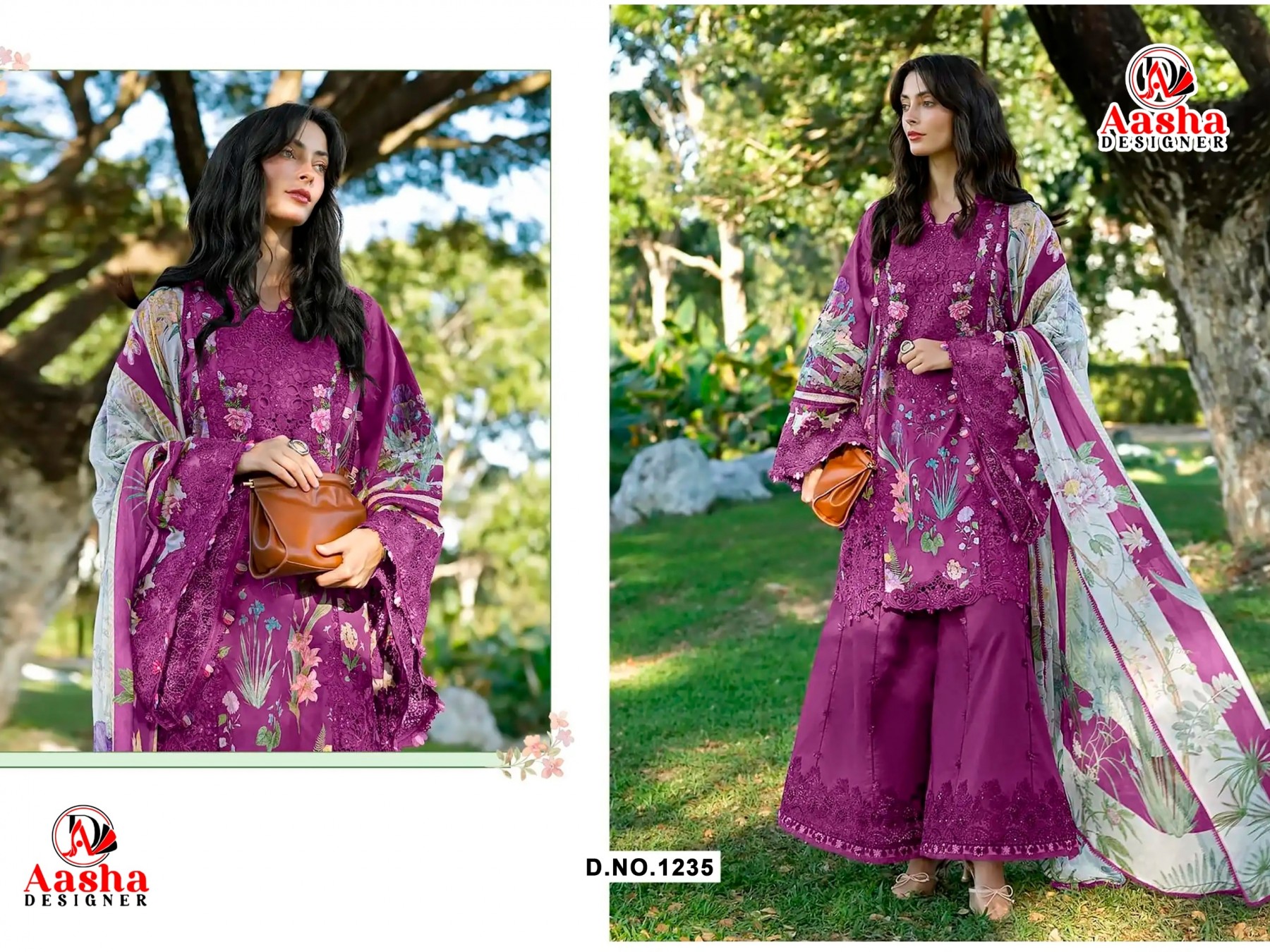 AASHA DESIGNER | 1235-1236 | Cotton Patch Embroidery Collection