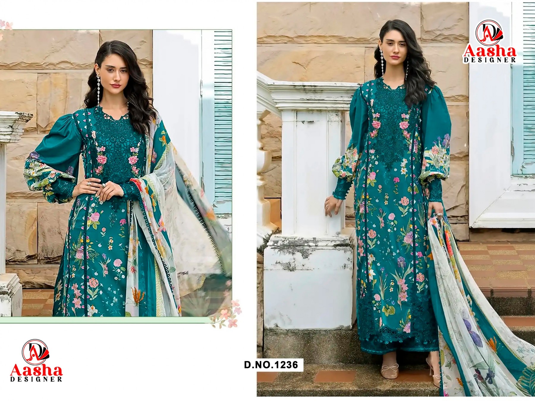 AASHA DESIGNER | 1235-1236 | Cotton Patch Embroidery Collection