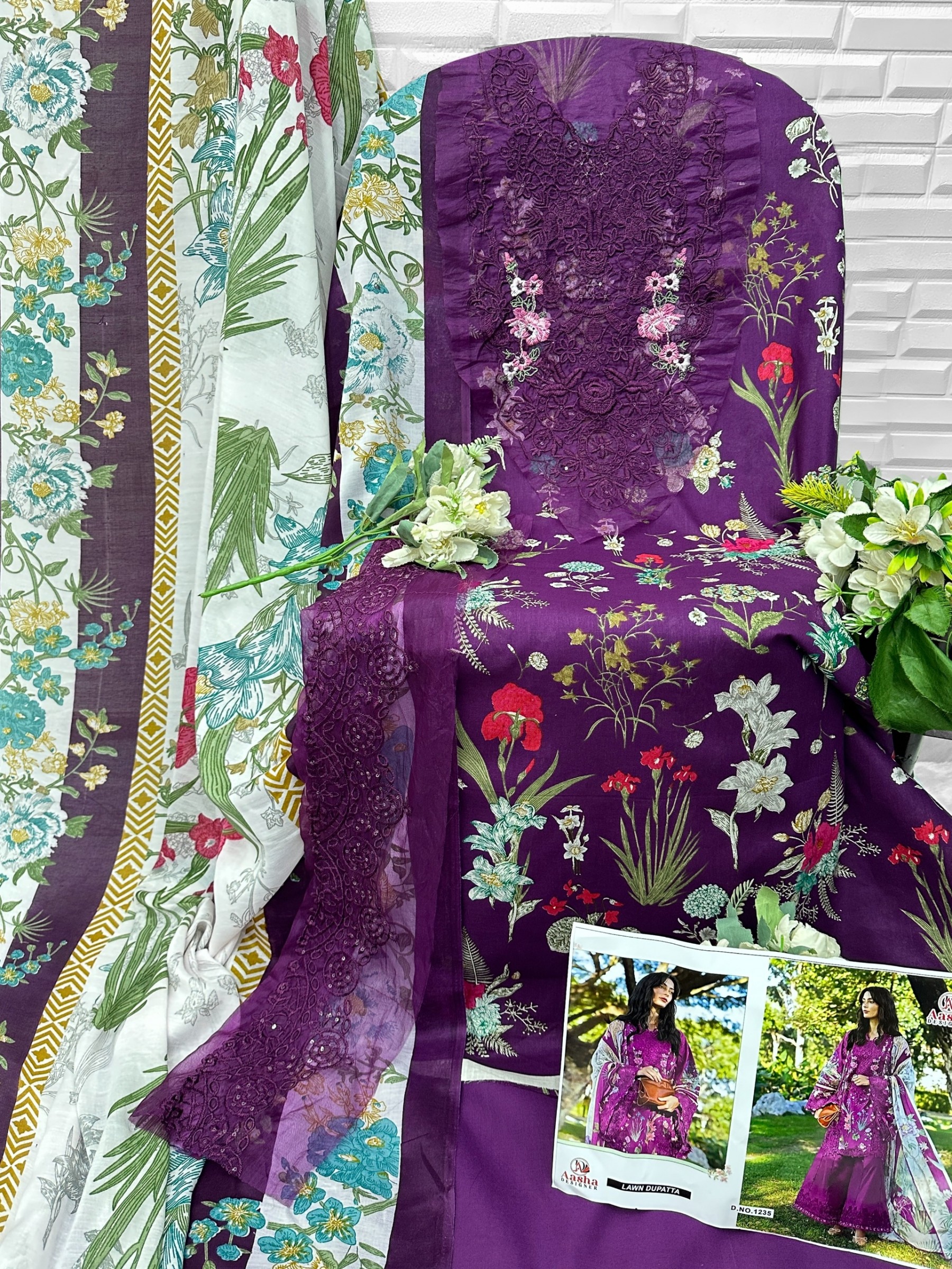 AASHA DESIGNER | 1235-1236 | Cotton Patch Embroidery Collection