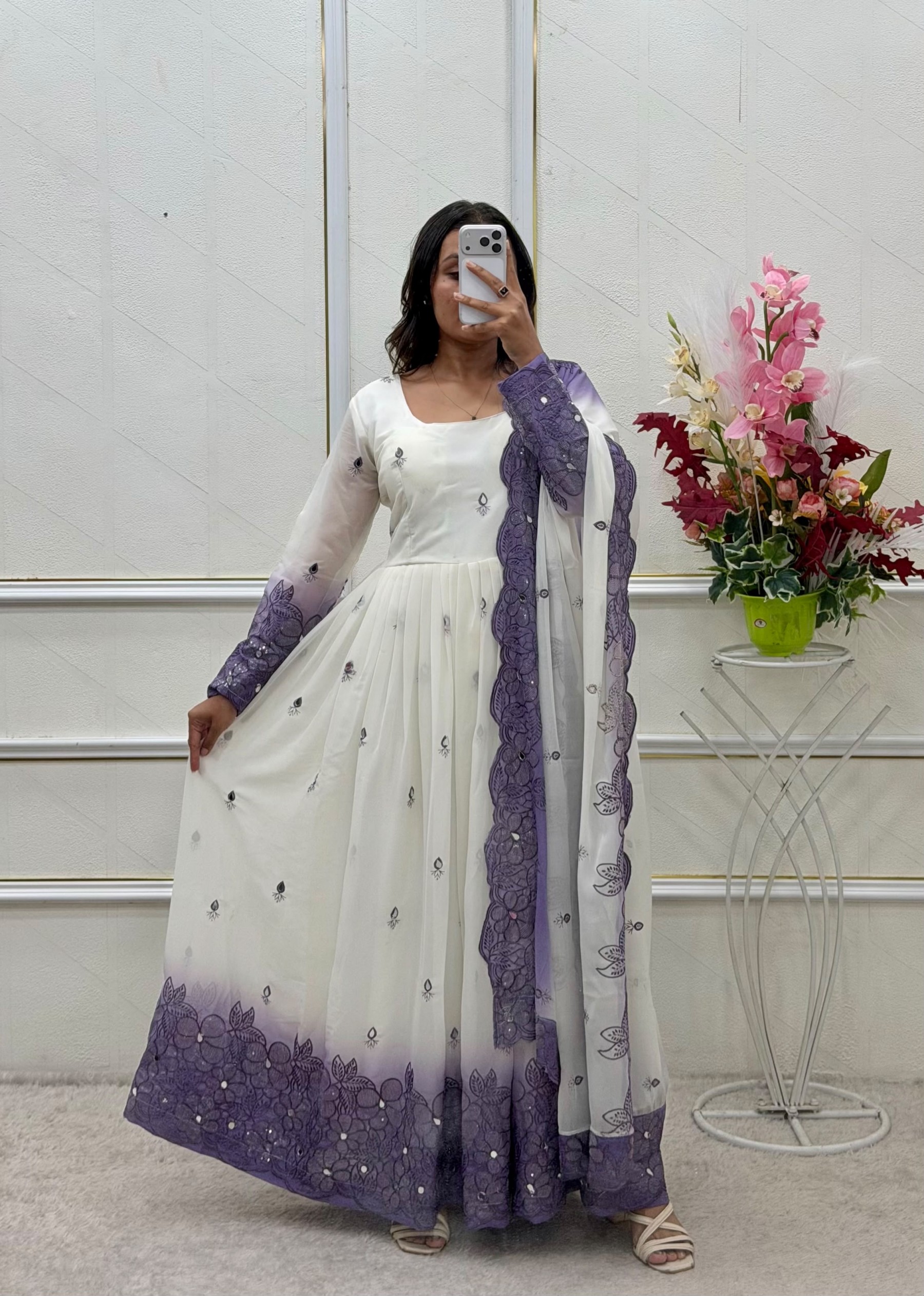 FD-807 | Star Georgette Real Mirror & Sequence Embroidery Collection