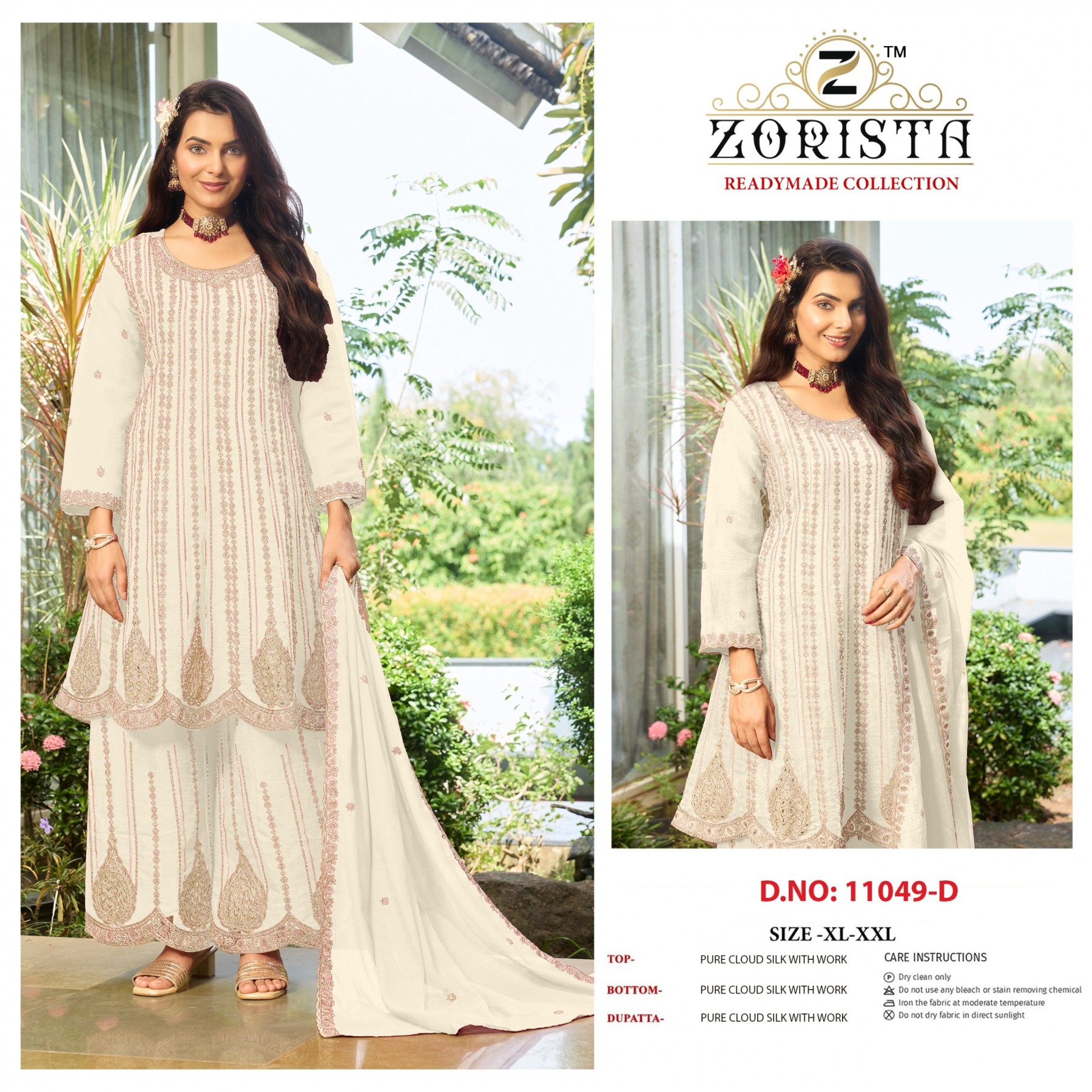 ZORISTA | D-11049 A-B-C-D | Cloud Silk Embroidered Readymade Collection