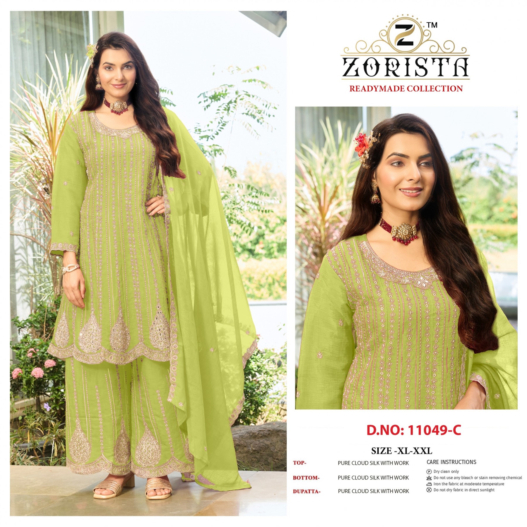 ZORISTA | D-11049 A-B-C-D | Cloud Silk Embroidered Readymade Collection