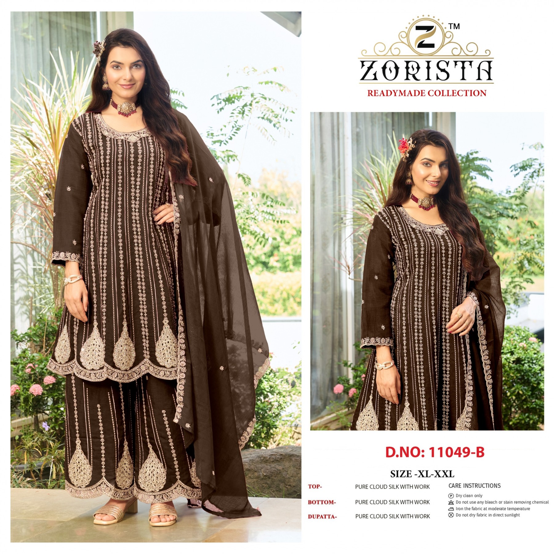 ZORISTA | D-11049 A-B-C-D | Cloud Silk Embroidered Readymade Collection