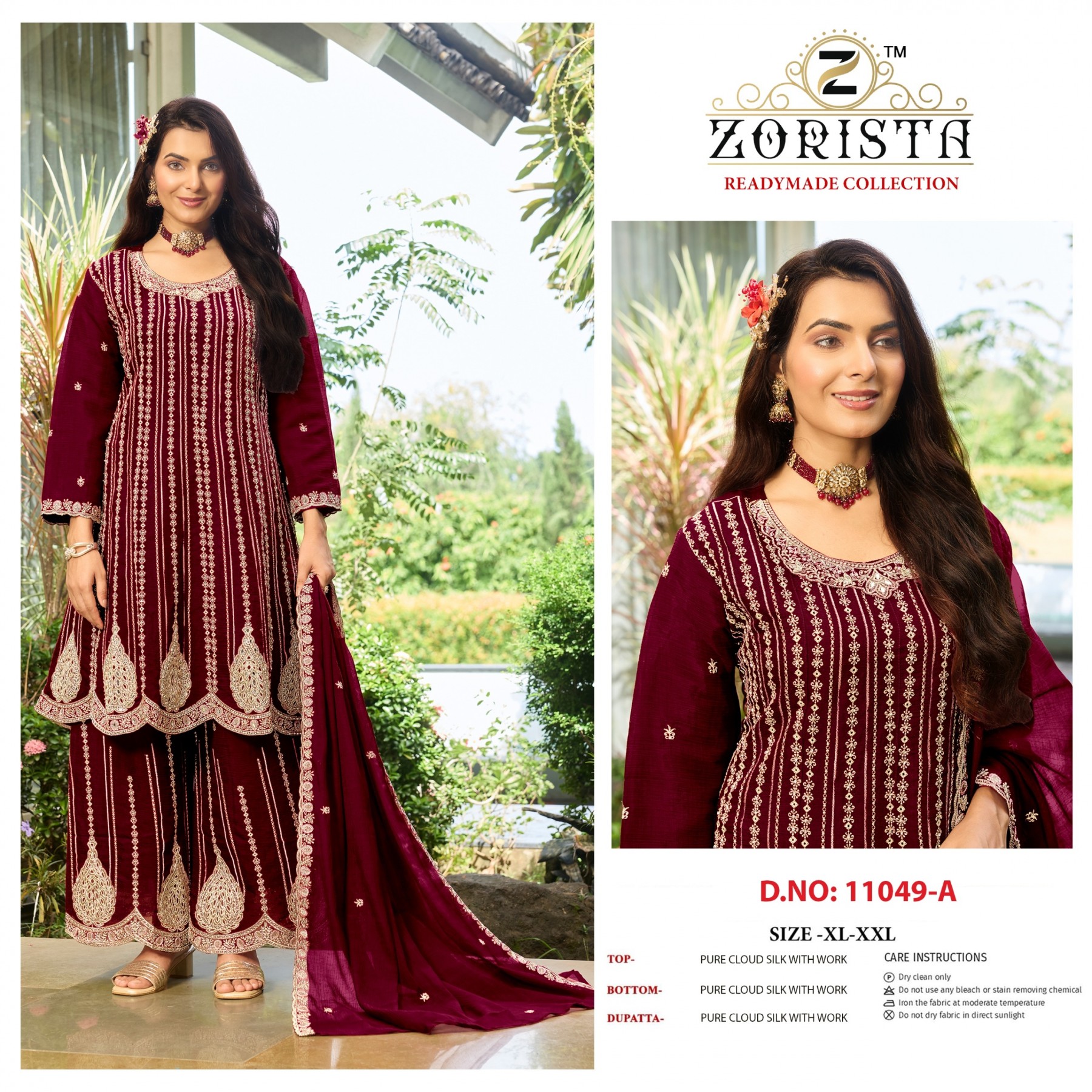 ZORISTA | D-11049 A-B-C-D | Cloud Silk Embroidered Readymade Collection