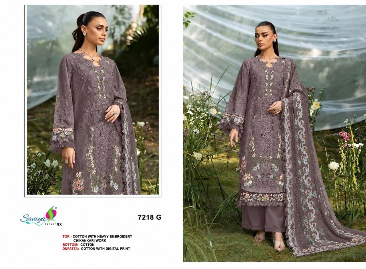 SANIYA TRENDZ | 7218 | Cotton Chikankari Embroidery Collection