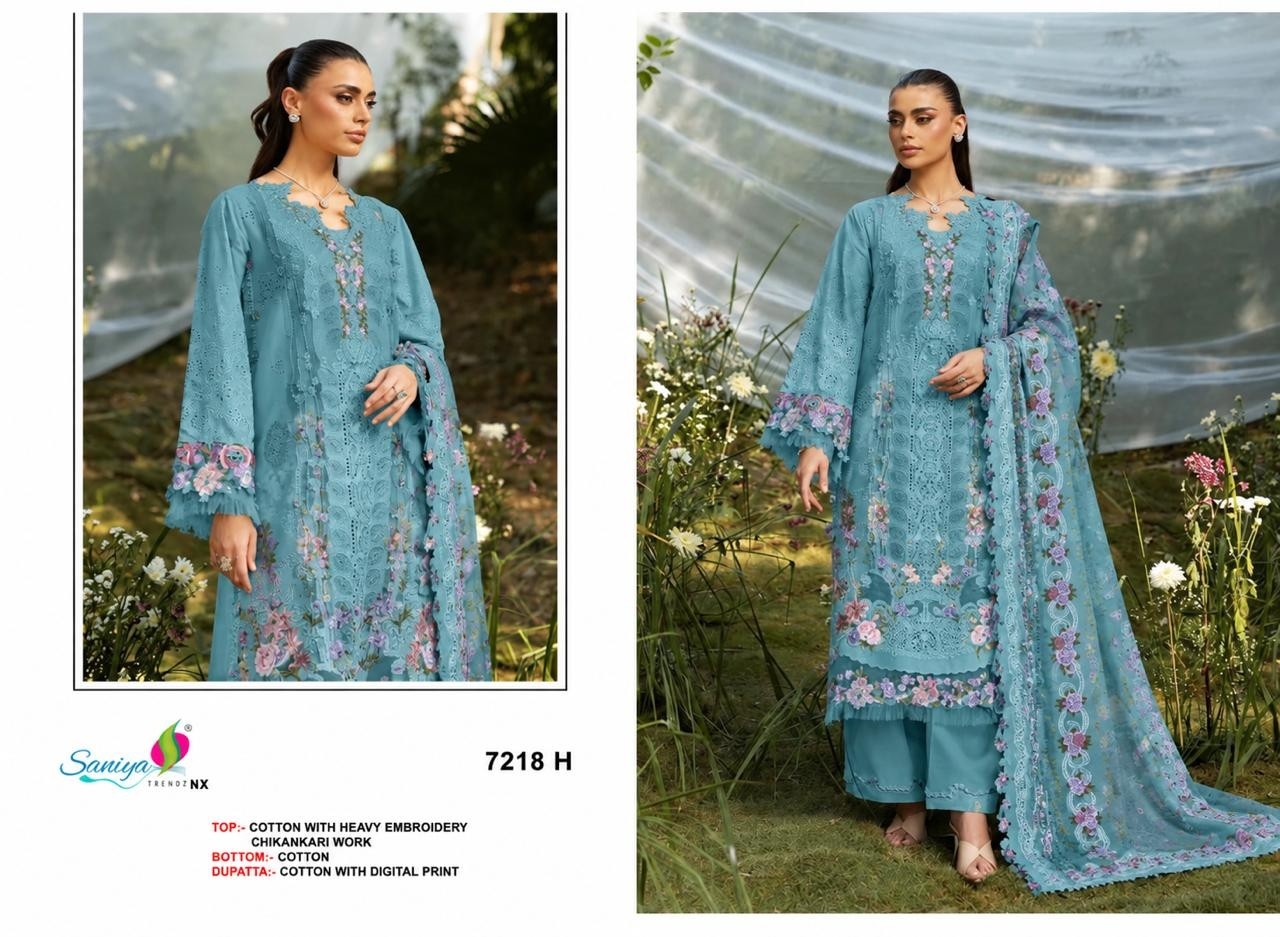 SANIYA TRENDZ | 7218 | Cotton Chikankari Embroidery Collection
