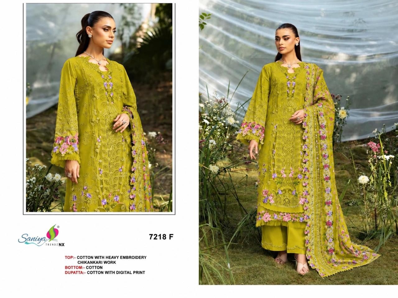 SANIYA TRENDZ | 7218 | Cotton Chikankari Embroidery Collection