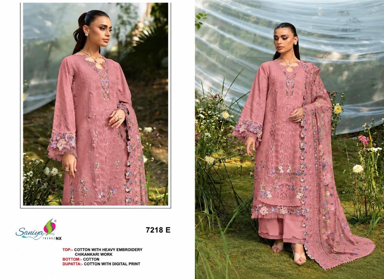 SANIYA TRENDZ | 7218 | Cotton Chikankari Embroidery Collection