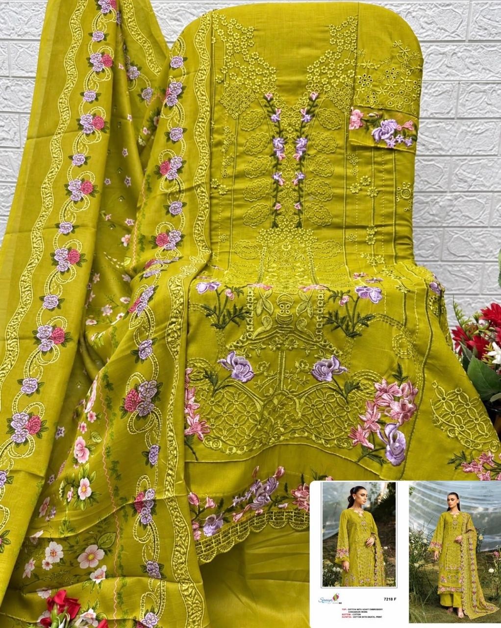 SANIYA TRENDZ | 7218 | Cotton Chikankari Embroidery Collection