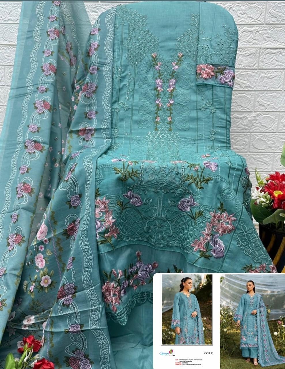 SANIYA TRENDZ | 7218 | Cotton Chikankari Embroidery Collection
