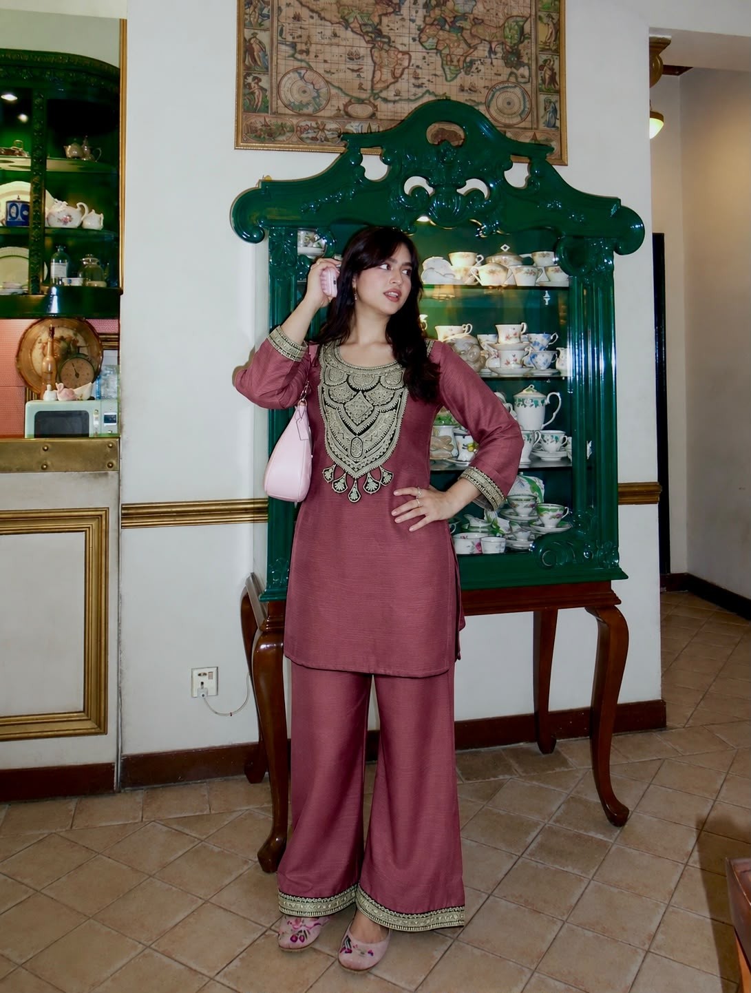 JL-1077 | Pure Solar Chiffon Silk Embroidery Sequence Co-Ord Collection