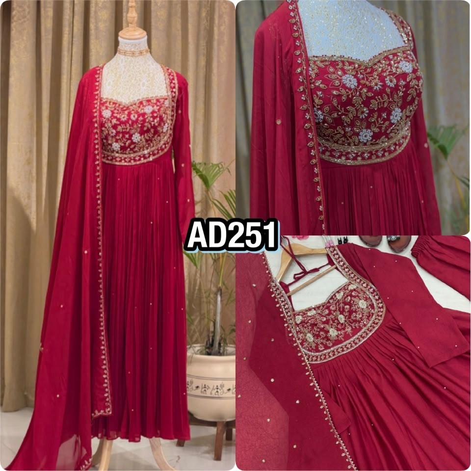 AD251 | Pure Rangoli Crush Embroidery Beads & Rivet Moti Designer Gown Collection