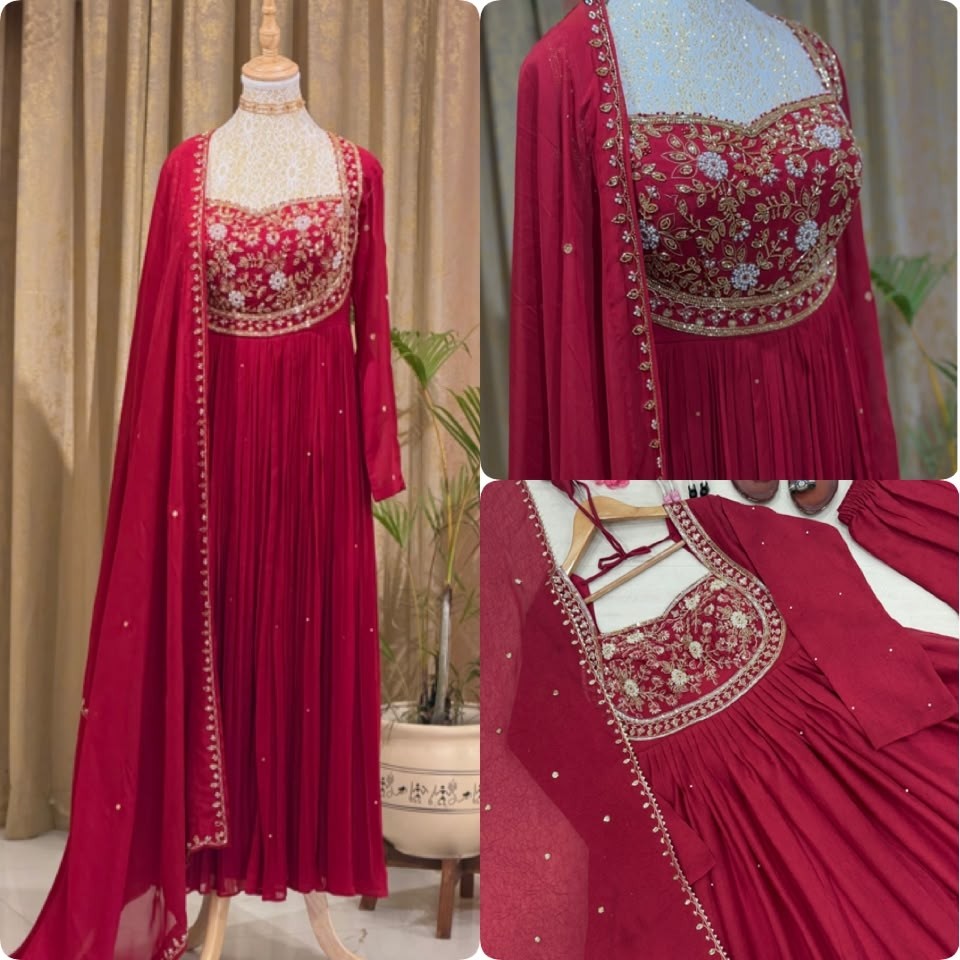 AD251 | Pure Rangoli Crush Embroidery Beads & Rivet Moti Designer Gown Collection