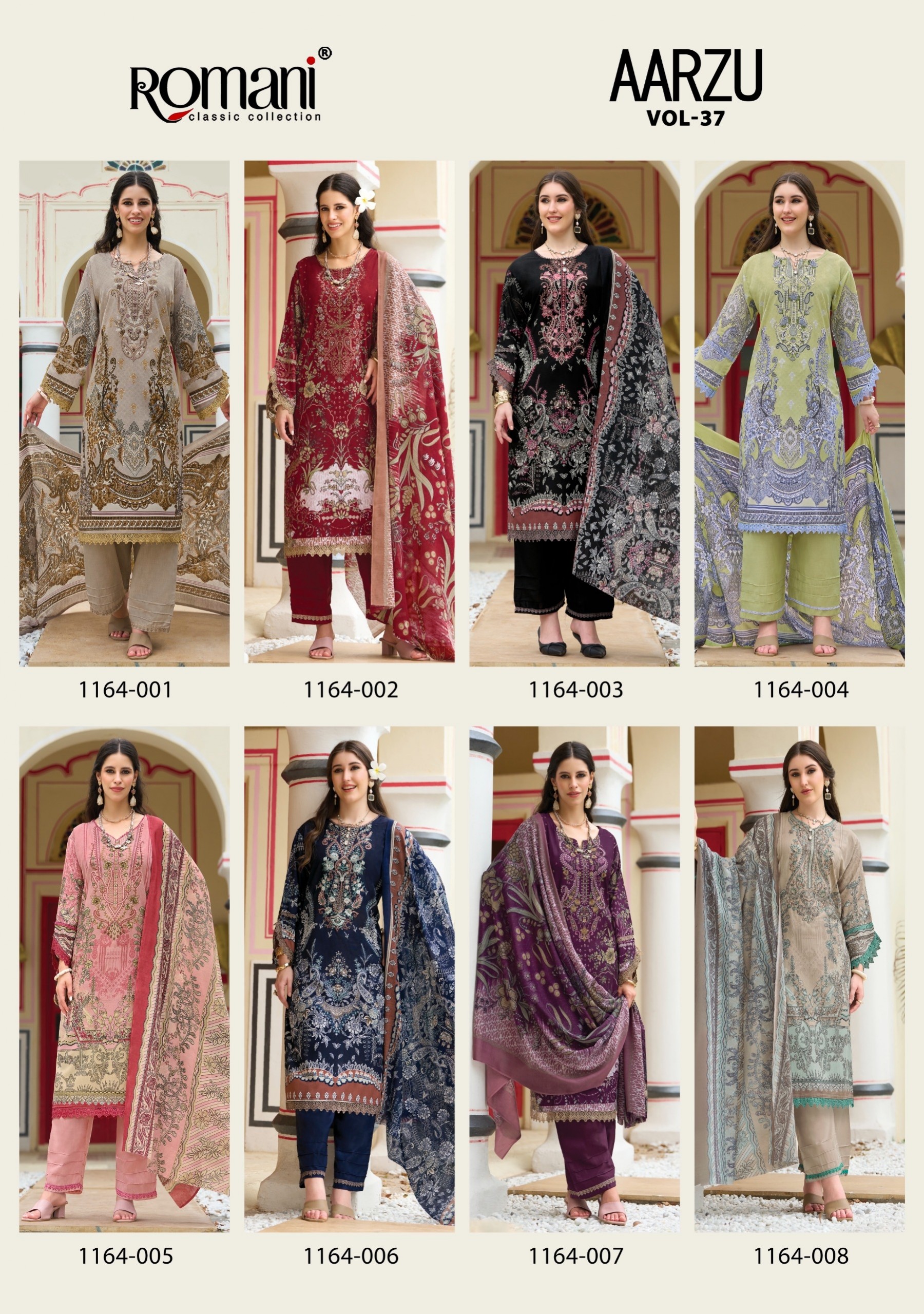 ROMANI | AARZU VOL-37 | Premium Soft Cotton Heavy Embroidery Festive Collection